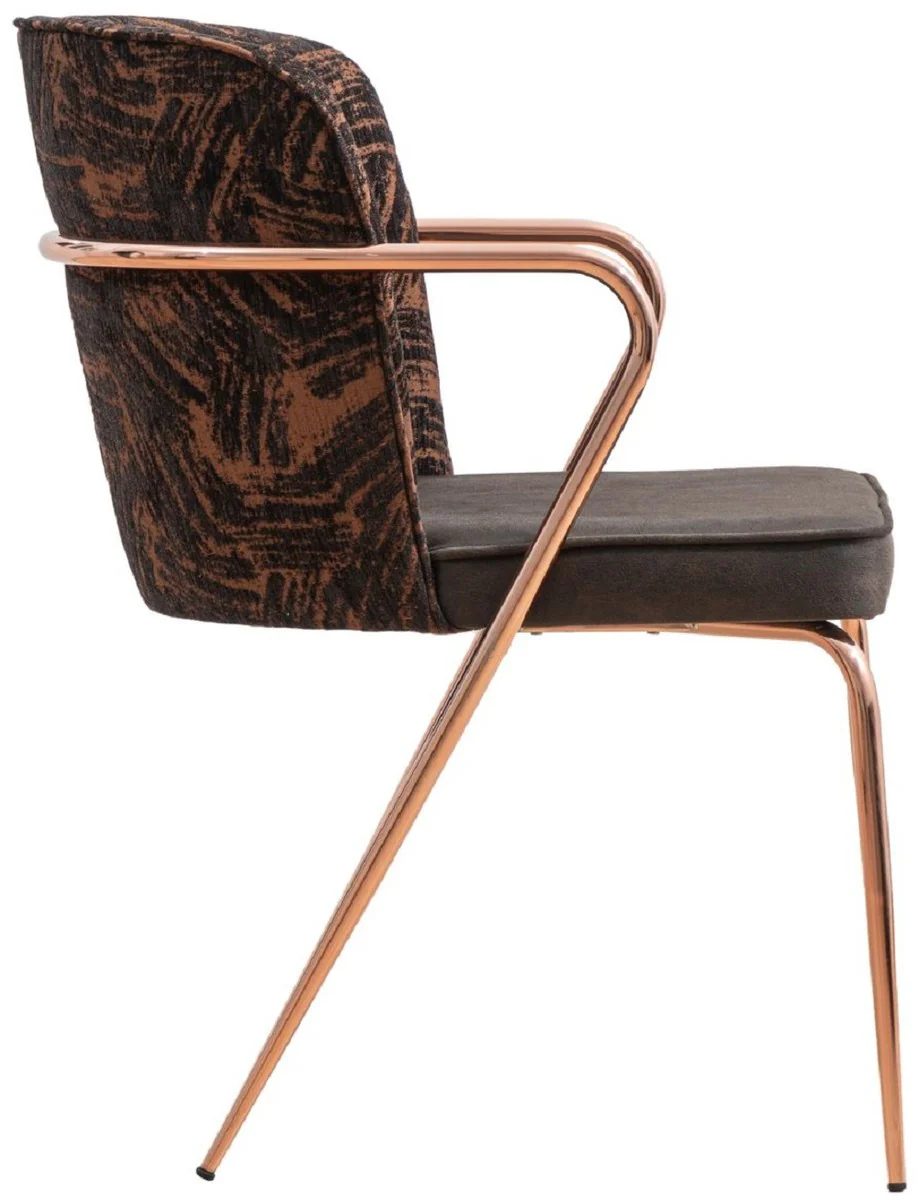 Luxus Esszimmer Stuhl 6er Set mit Armlehnen Grau / Braun / Schwarz / Kupfer