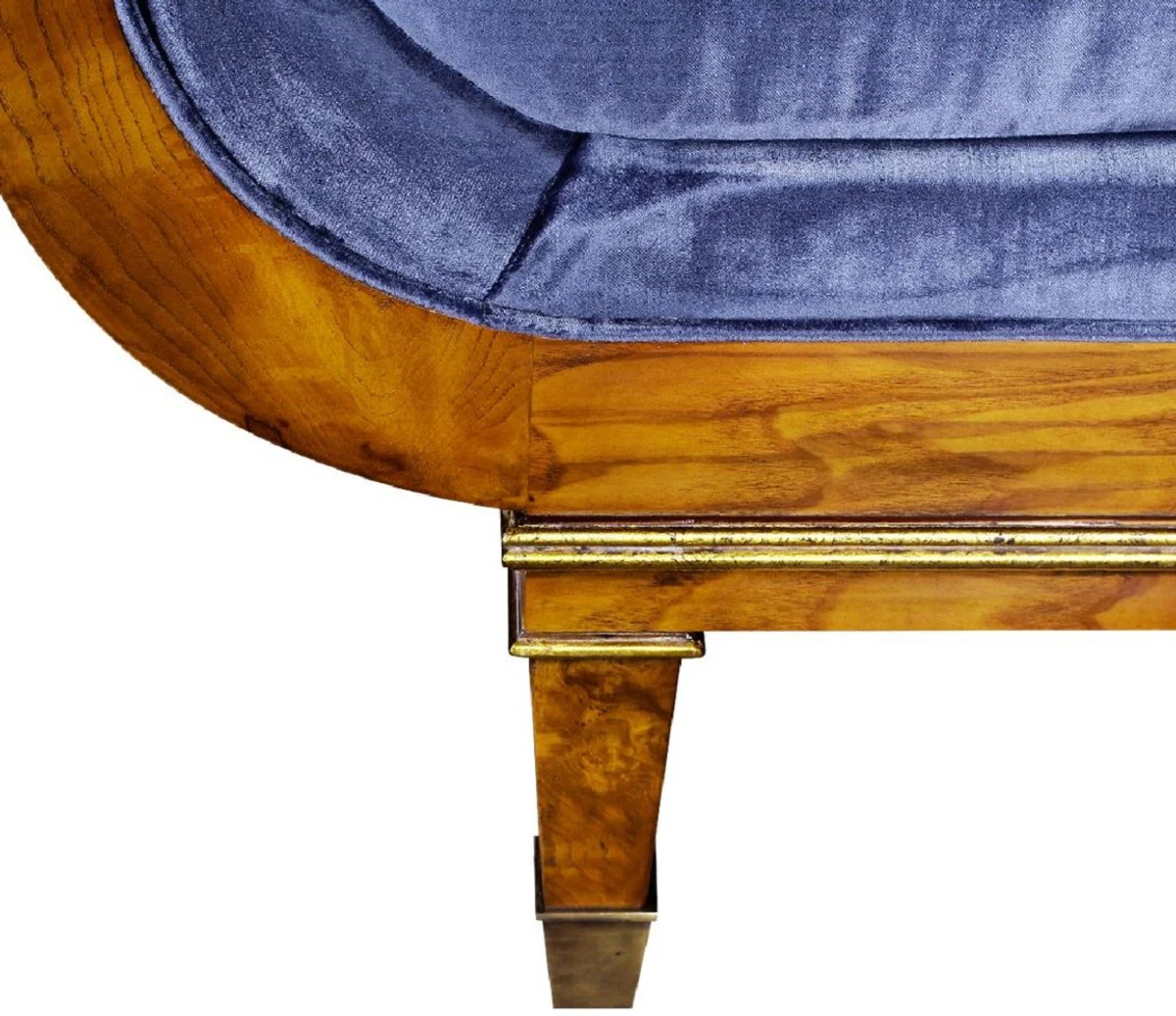 Luxus Jugendstil 4er Samt Sofa Blau / Hellbraun - Edles Handgefertigtes Wohnzimmer Sofa - Barock & Jugendstil Wohnzimmer Möbel