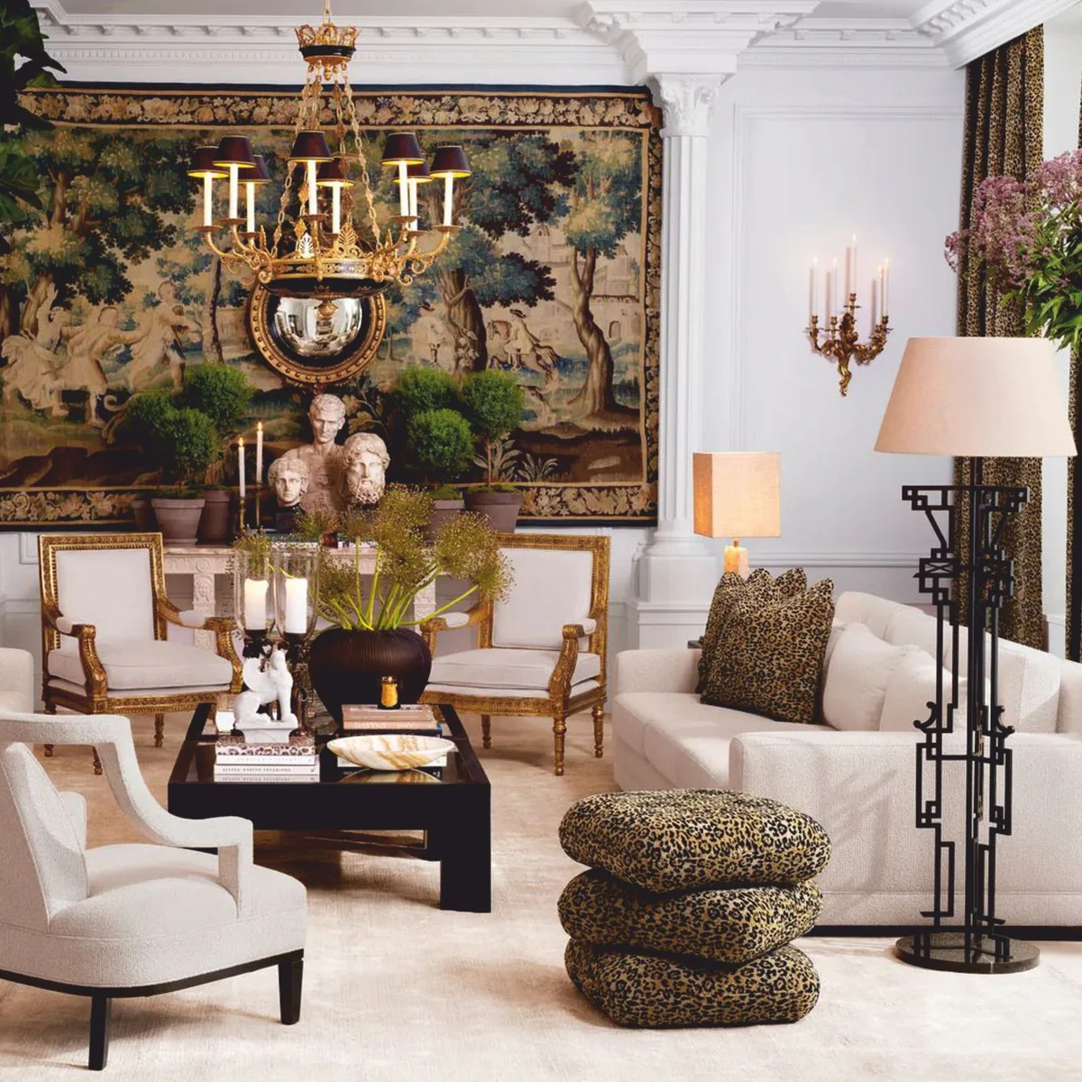 Luxus Stehleuchte Matt Schwarz / Beige H. 175 cm - Luxus Leuchten