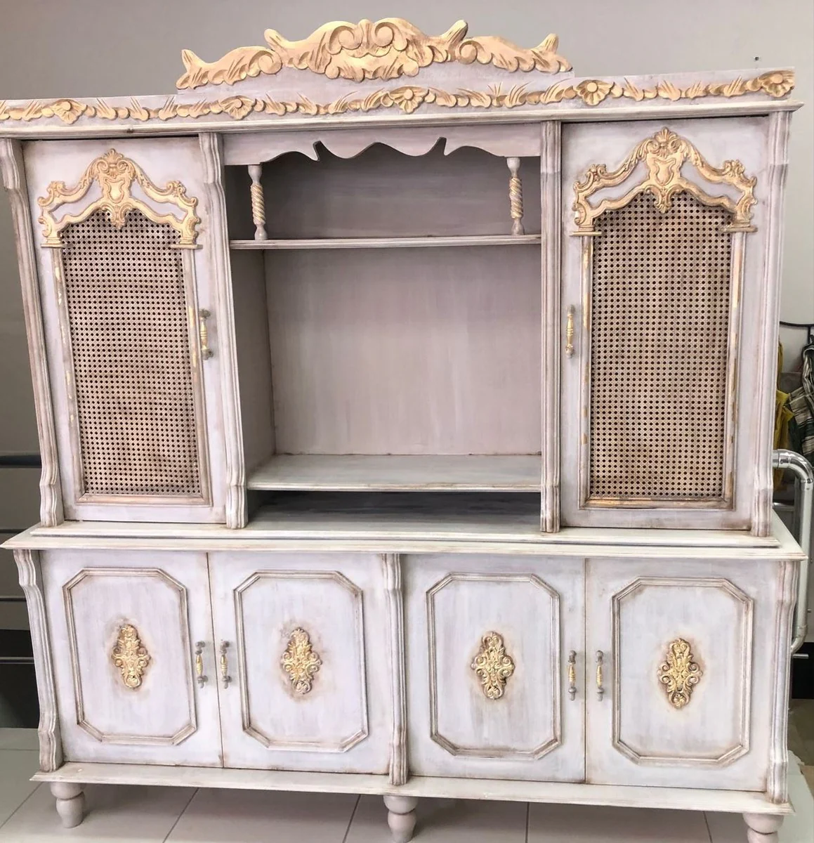 Luxus Barock Esszimmer Schrank Antik Grau / Antik Gold