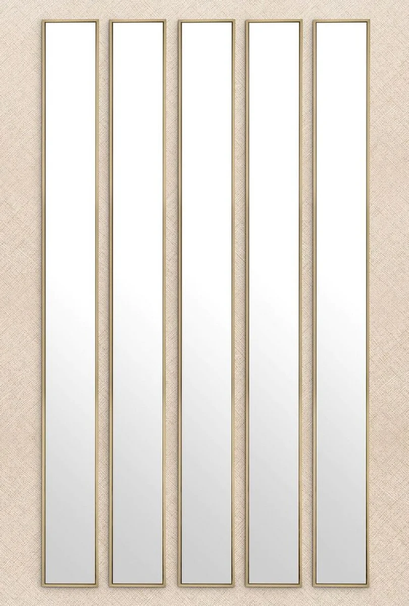 Luxus Wandspiegel Messing 20 x 4 x H. 200 cm - Schmaler rechteckiger Edelstahl Spiegel - Wohnzimmer Spiegel - Schlafzimmer Spiegel - Garderoben Spiegel - Luxus Möbel