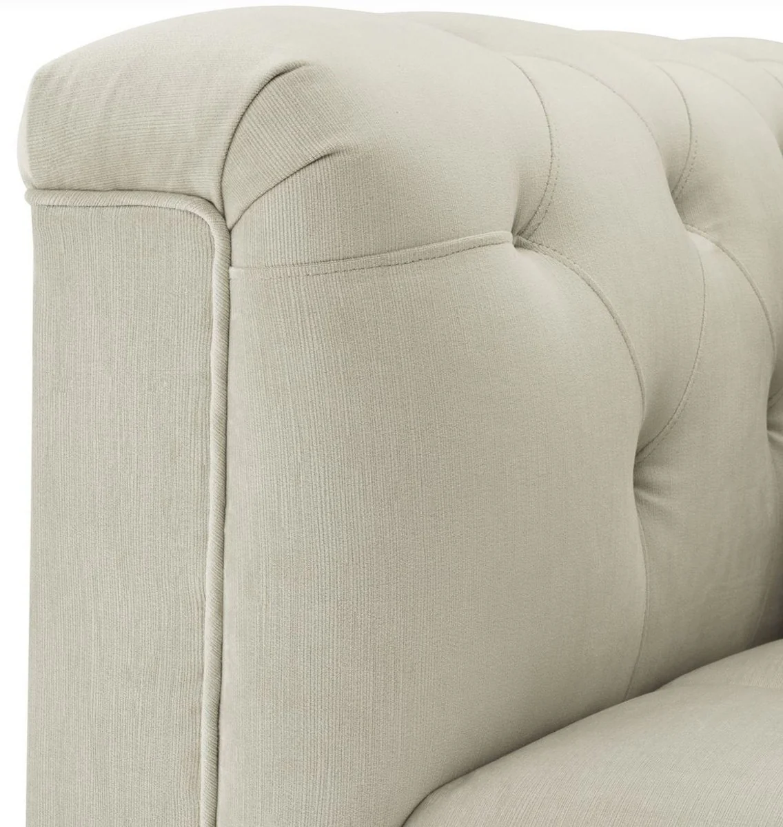 Luxus Chesterfield Sessel mit Kissen Hellgrau / Rotguss 103 x 97 x H. 75 cm - Chesterfield Wohnzimmer Möbel