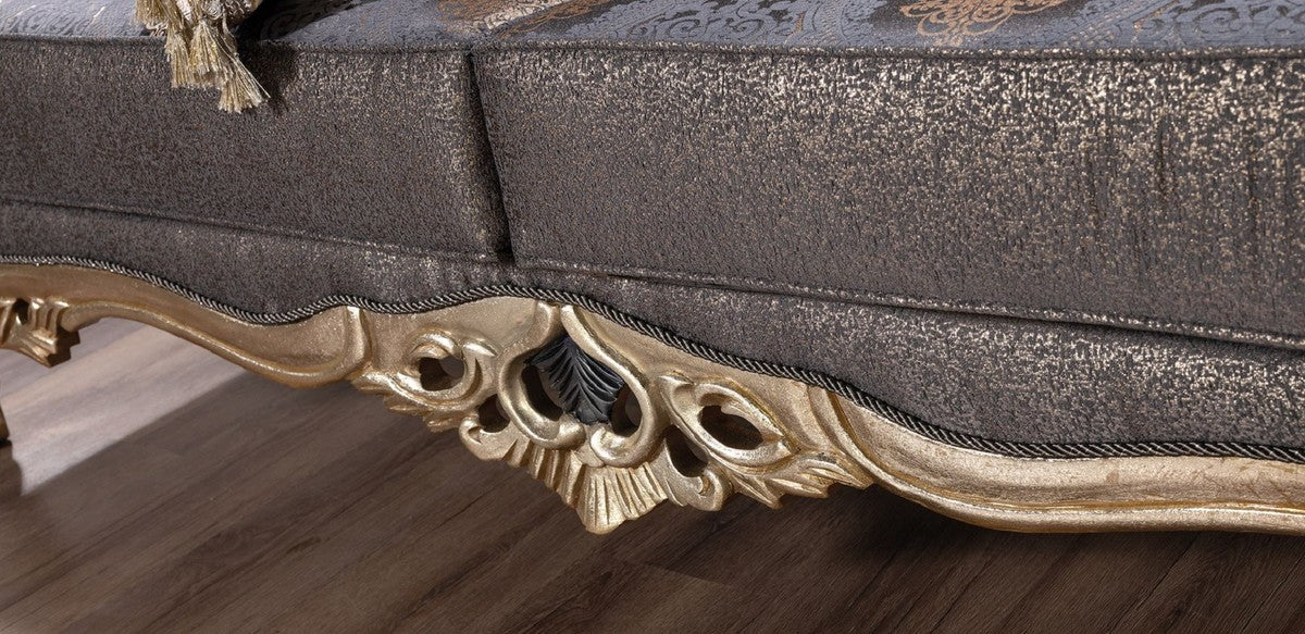 Luxus Barock Sofa Lila / Antik Gold / Schwarz - Barockstil Wohnzimmer Sofa mit elegantem Muster - Luxus Wohnzimmer Möbel im Barockstil - Barock Möbel - Barock Einrichtung