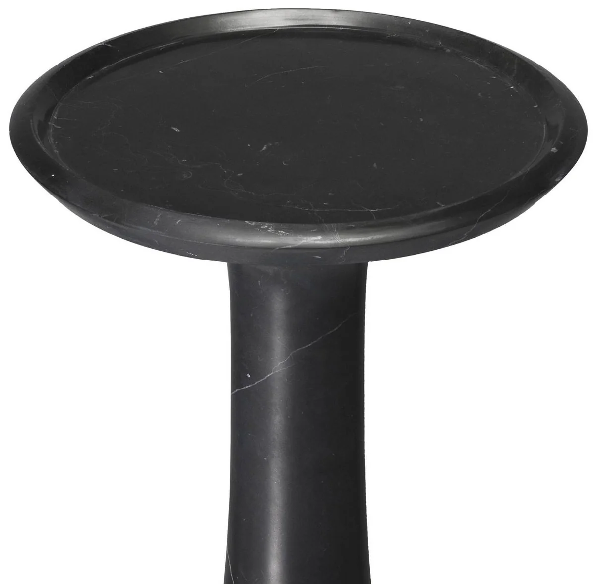 Luxus Beistelltisch Schwarz Ø 30 x H. 71,5 cm - Runder Beistelltisch aus hochwertigem Marmor - Luxus Wohnzimmer Möbel