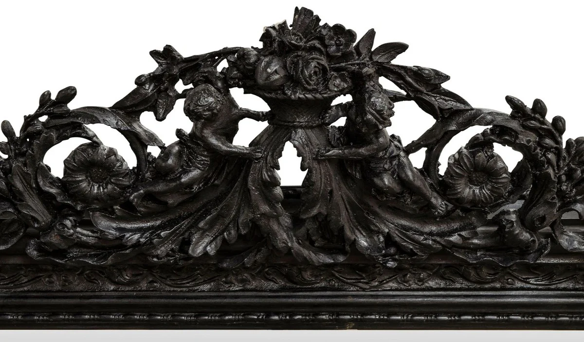 Antik Stil Wandspiegel Schwarz 142 x H. 100 cm - Barock Möbel