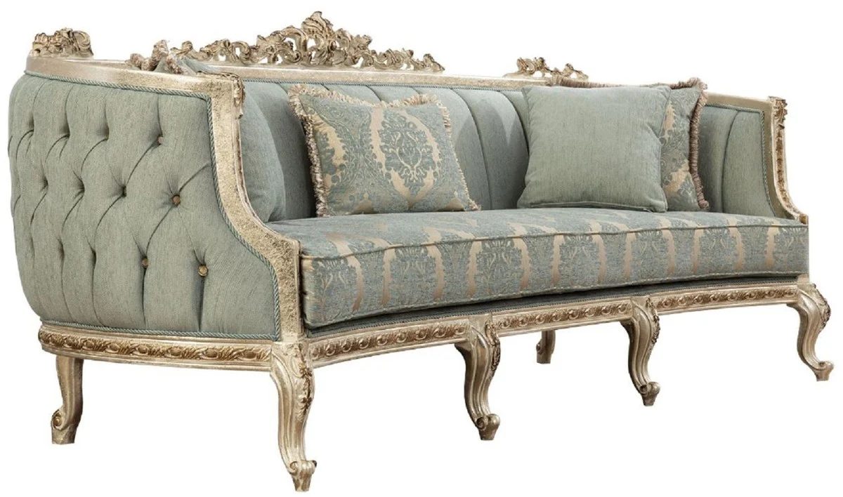 Luxus Barock Sofa Grün / Antik Gold - Prunkvolles Wohnzimmer Sofa mit elegantem Muster - Barock Wohnzimmer Möbel
