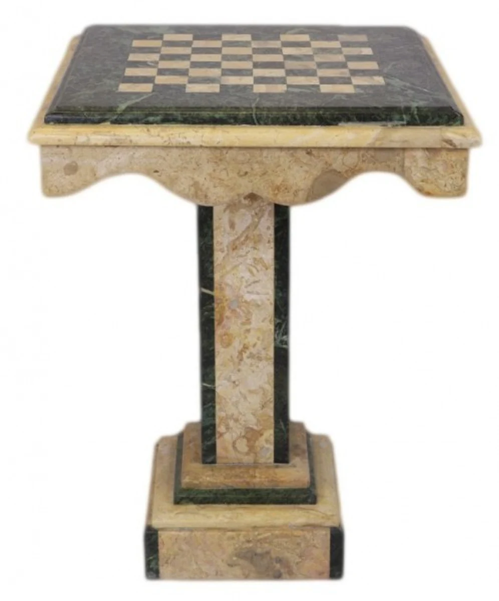 Luxus Barock Spieltisch Schach / Dame Tisch Marmor Creme - Grün - Möbel Antik Stil Art Deco Jugendstil Schachtisch