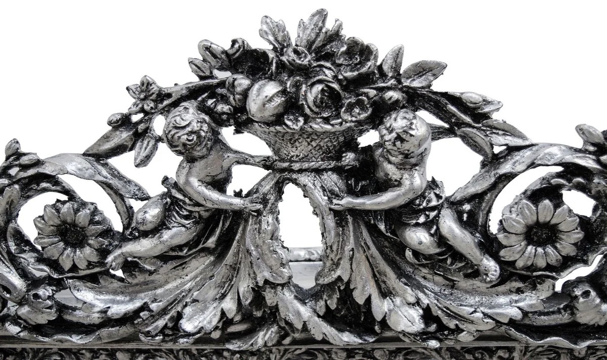 Antik Stil Wandspiegel Silber 142 x H. 100 cm - Barock Wohnzimmer Möbel