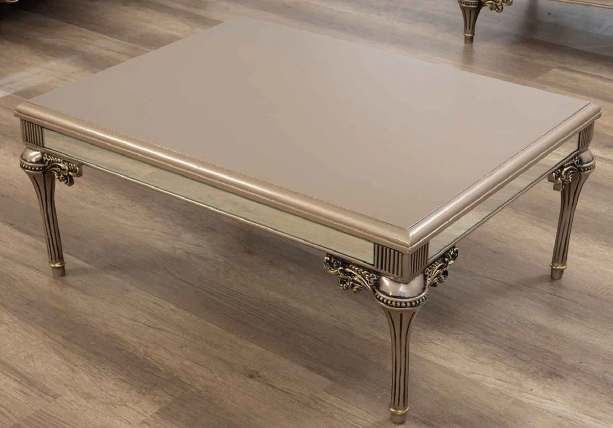 Luxus Barock Couchtisch Grau / Schwarz / Gold - Prunkvoller Massivholz Wohnzimmertisch im Barockstil - Barock Wohnzimmer Möbel - Edel & Prunkvoll