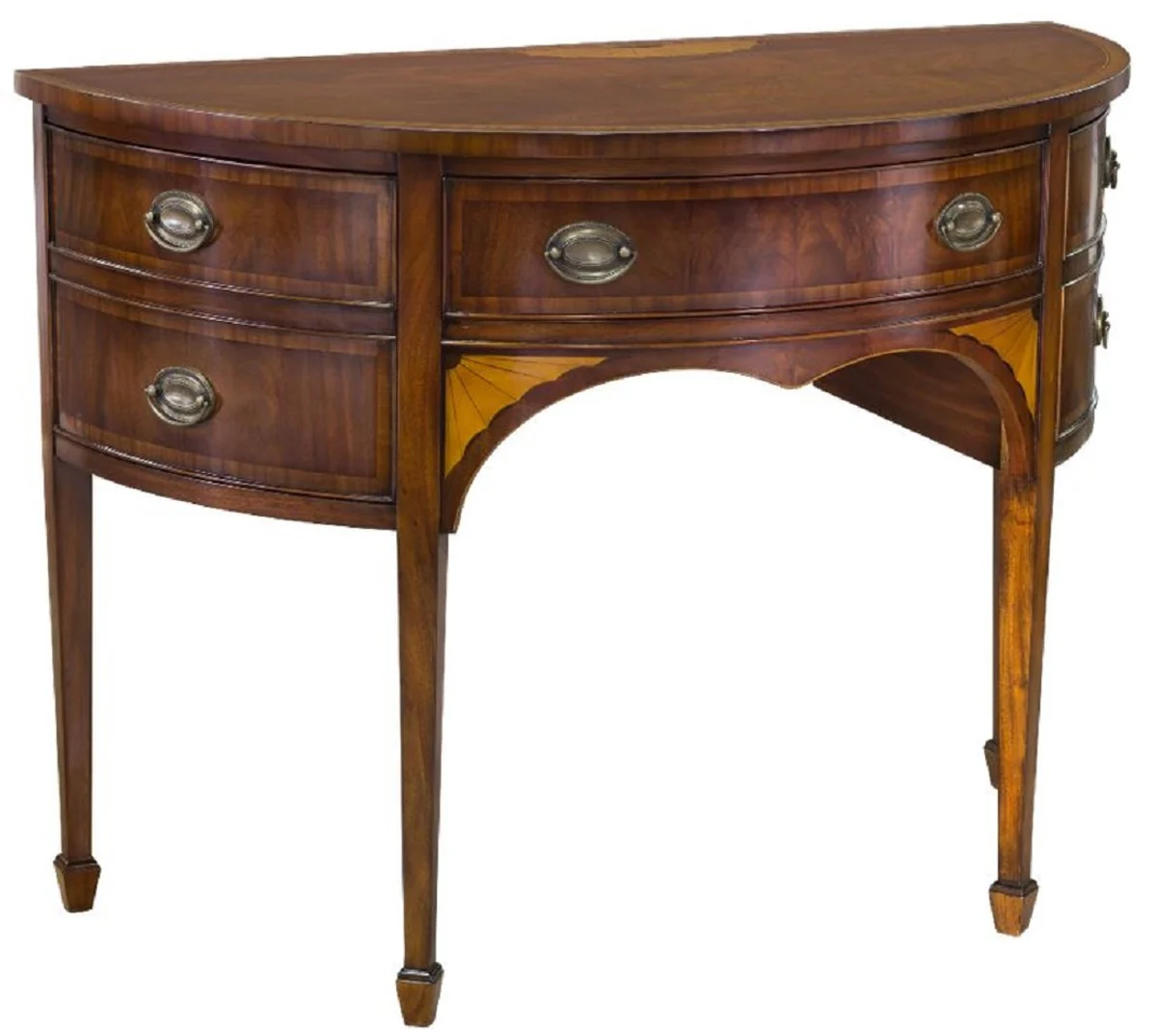 Luxus Jugendstil Kommode Dunkelbraun / Hellbraun 115 x 59 x H. 86 cm - Halbrunde Mahagoni Kommode mit Schublade und 2 Türen - Jugendstil Möbel