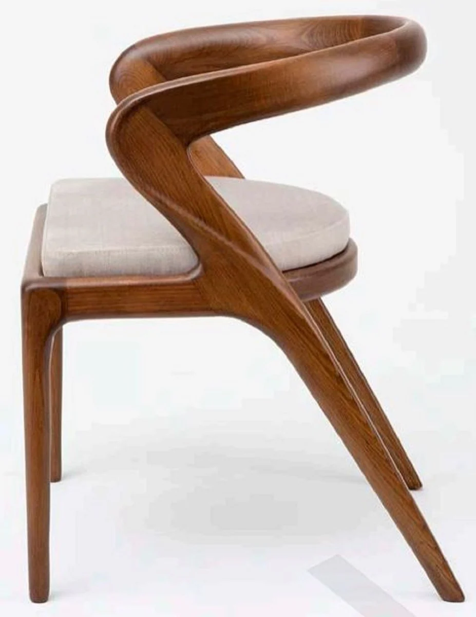 Luxus Esszimmerstuhl 6er Set Braun / Grau 57 x 67 x H. 77 cm - Luxus Massivholz Küchen Stühle - Esszimmer Möbel - Küchen Möbel - Luxus Möbel - Luxus Esszimmer Einrichtung