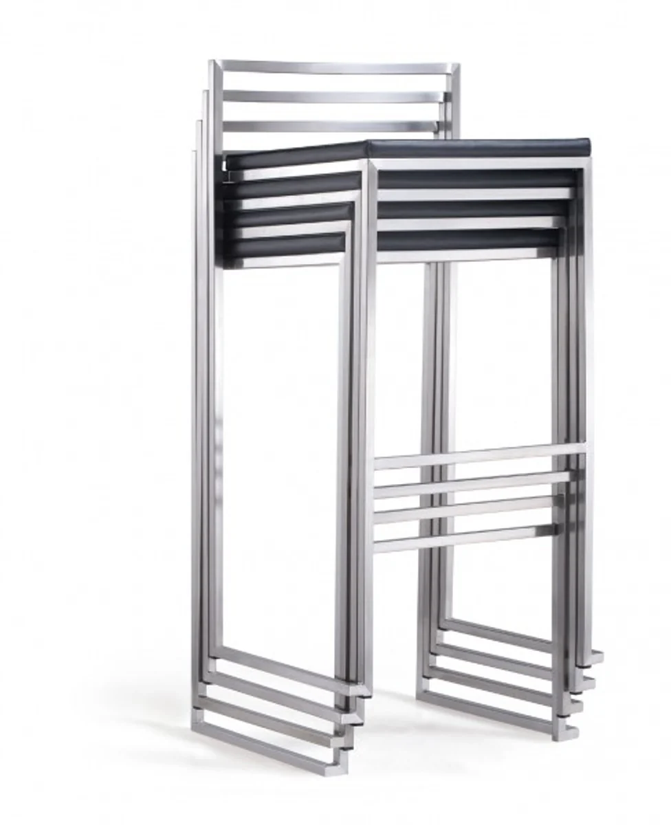 Designer Barstuhl Eckig Kunstleder Schwarz, Barhocker stapelbar