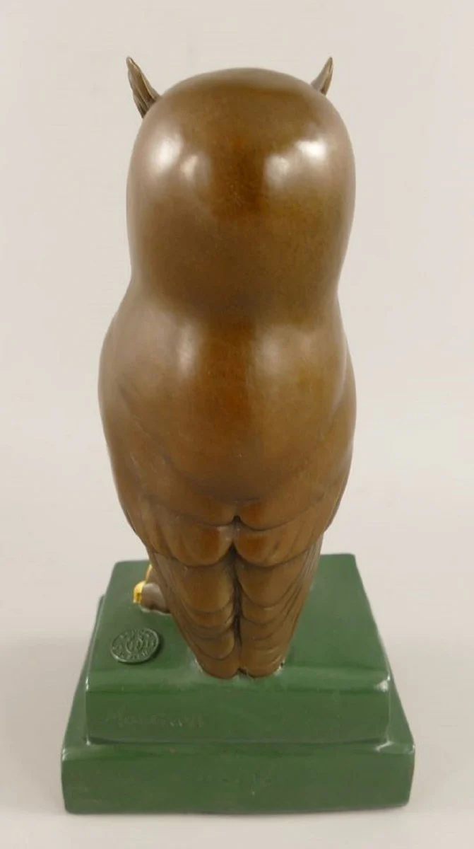 Bronze Deko Figur Eule auf Büchern H. 22 cm - Schreibtisch Deko Skulptur