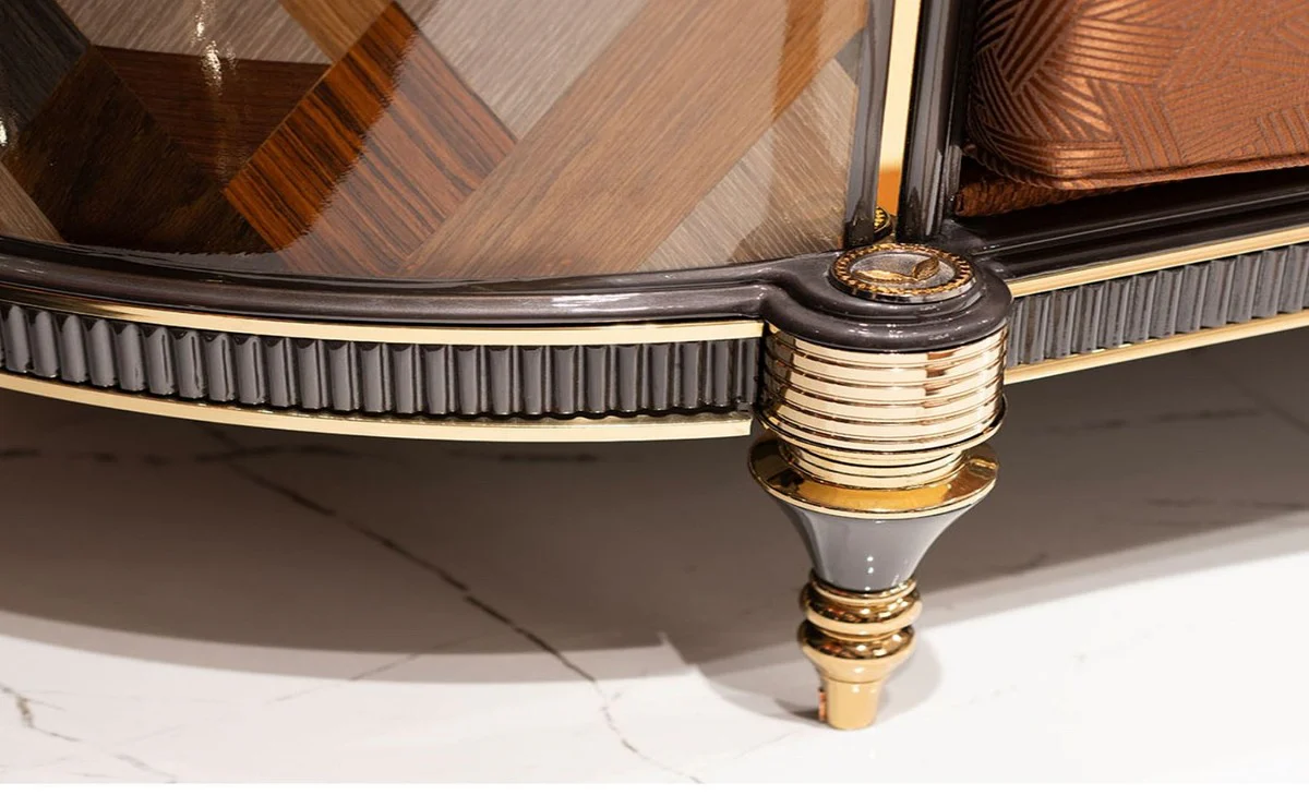 Luxus Art Deco Sofa Braun / Mehrfarbig / Grau / Gold - Wohnzimmer Sofa - Wohnzimmer Möbel - Art Deco Möbel - Luxus Möbel