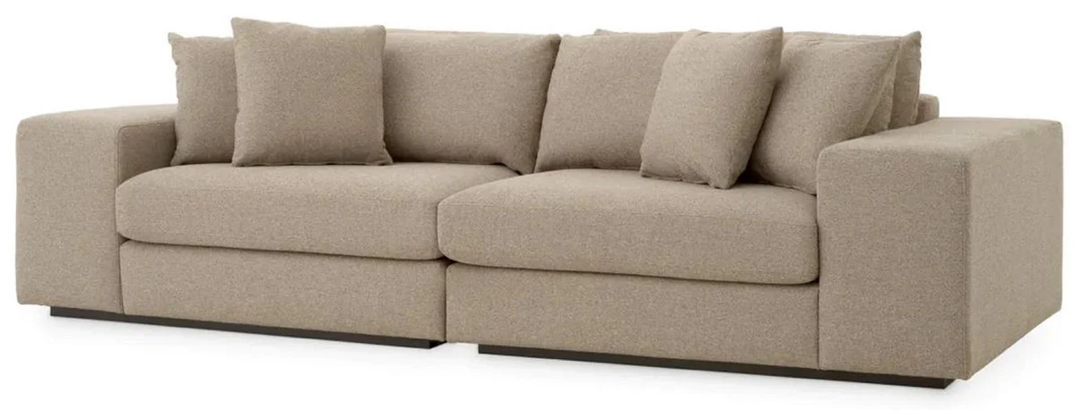 Luxus Sofa mit Kissen Grau / Schwarz 280 x 120 x H. 90 cm - Wohnzimmer Sofa - Hotel Sofa - Wohnzimmer Möbel - Hotel Möbel - Luxus Möbel - Luxus Qualität