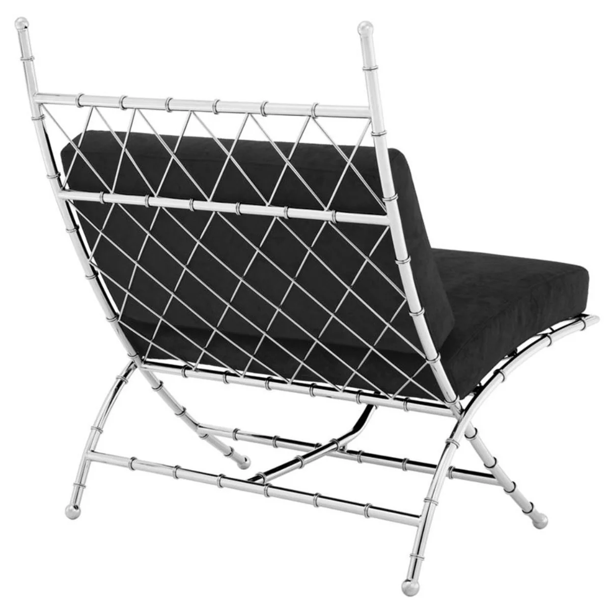 Luxus Klappstuhl Silber / Schwarz 75 x 81,5 x H. 92 cm - Luxus Möbel