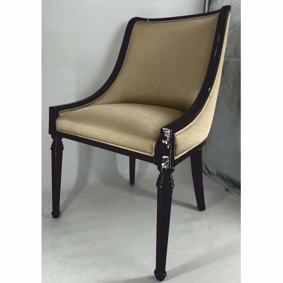 Luxus Art Deco Esszimmer Stuhl Gold / Schwarz H. 110 cm - Barock Möbel