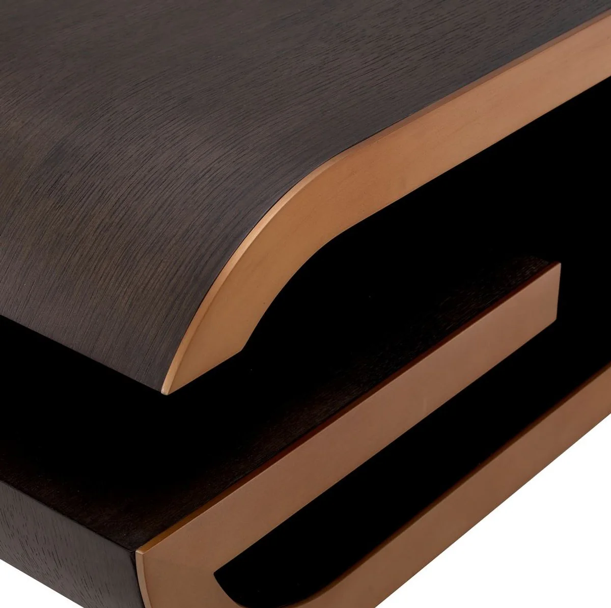 Luxus Couchtisch Mokka / Messing 100 x 100 x H. 33 cm - Designer Wohnzimmertisch - Wohnzimmer Möbel - Luxus Möbel - Designer Möbel - Luxus Einrichtung - Designer Einrichtung