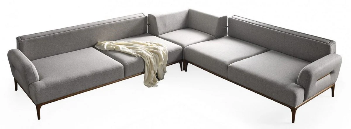 Luxus Ecksofa mit verstellbaren Rückenlehnen Grau / Braun 325 x 295 x H. 97 cm - Wohnzimmer Sofa mit Schlaffunktion - Wohnzimmer Möbel - Luxus Möbel - Luxus Einrichtung