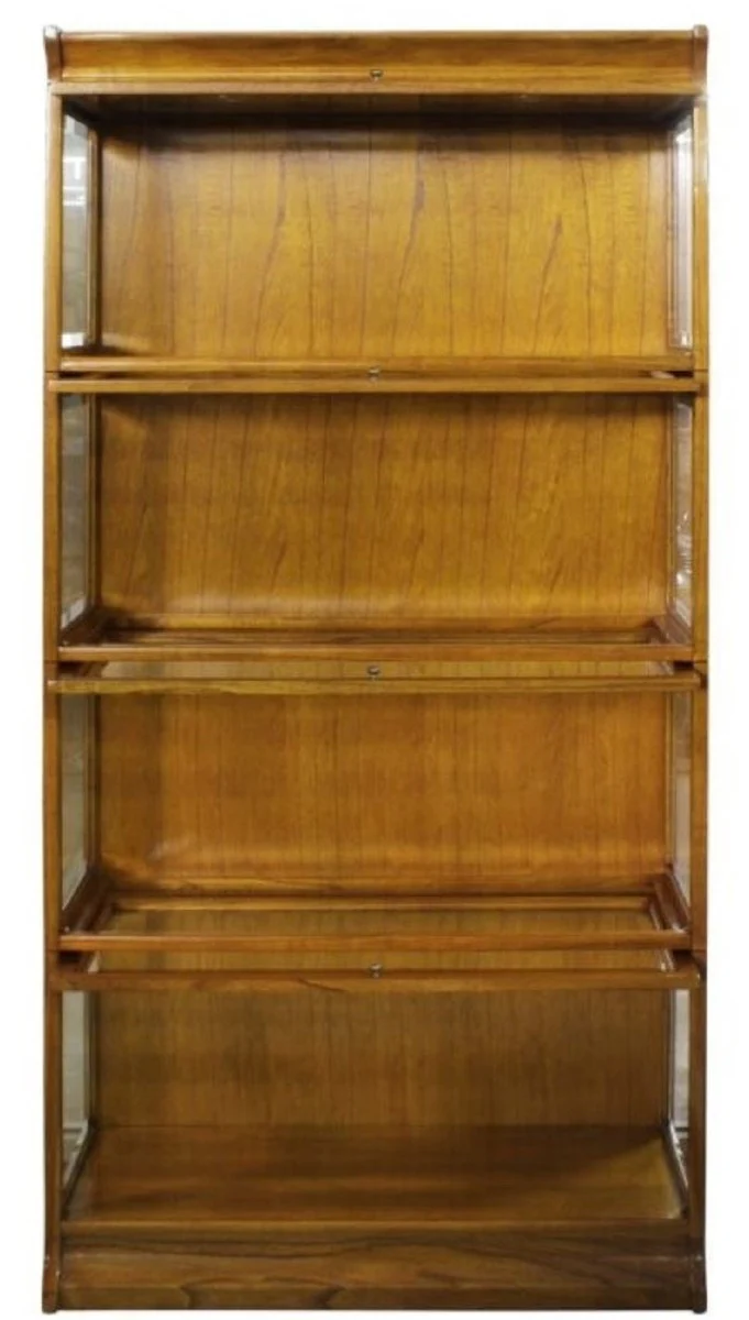 Luxus Bücherschrank mit 4 Glastüren und LED Beleuchtung Hellbraun 90 x 39 x H. 182 cm - Büroschrank