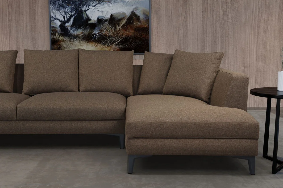 Luxus Ecksofa Braun / Schwarz 313 x 178 x H. 73 cm - Wohnzimmer Sofa - Wohnzimmer Möbel - Luxus Möbel - Luxus Wohnzimmer Einrichtung