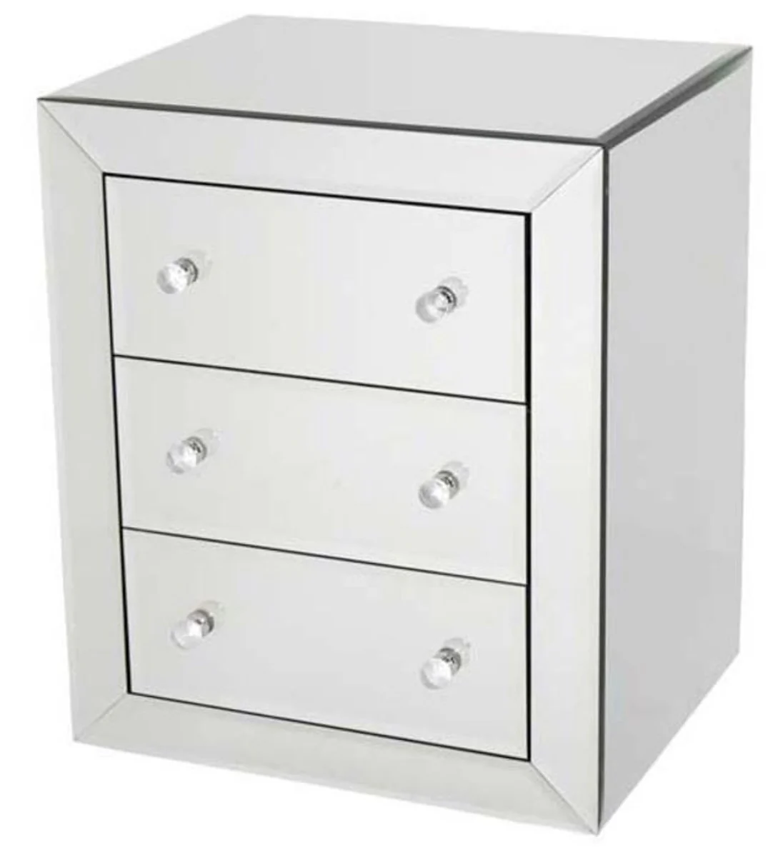 Luxus Spiegelglas Nachttisch mit 3 Schubladen - Schlafzimmer Möbel