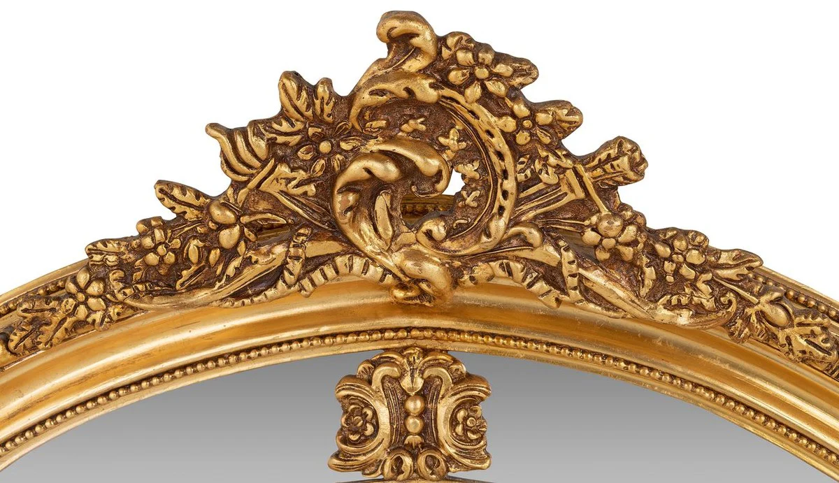 Luxus Barock Wandspiegel Oval Gold 120 cm - Massiv und Schwer - Goldener Spiegel