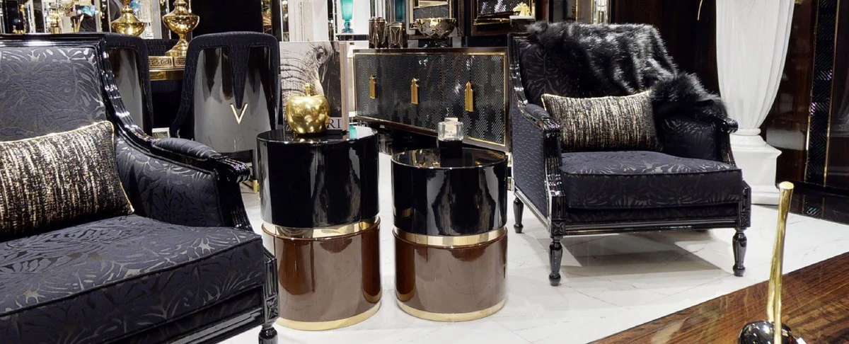 Luxus Barock Sofa Lila / Schwarz - Prunkvolles Barockstil Wohnzimmer Sofa - Luxus Wohnzimmer Möbel im Barockstil - Barock Möbel - Edel & Prunkvoll