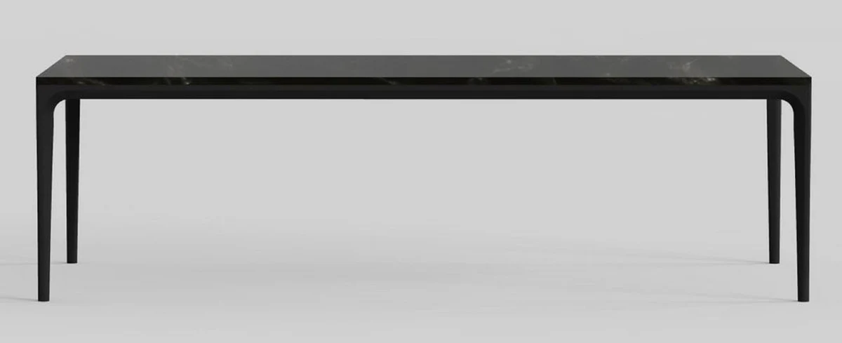 Luxus Esstisch mit Kunstmarmor Tischplatte Schwarz 240 cm