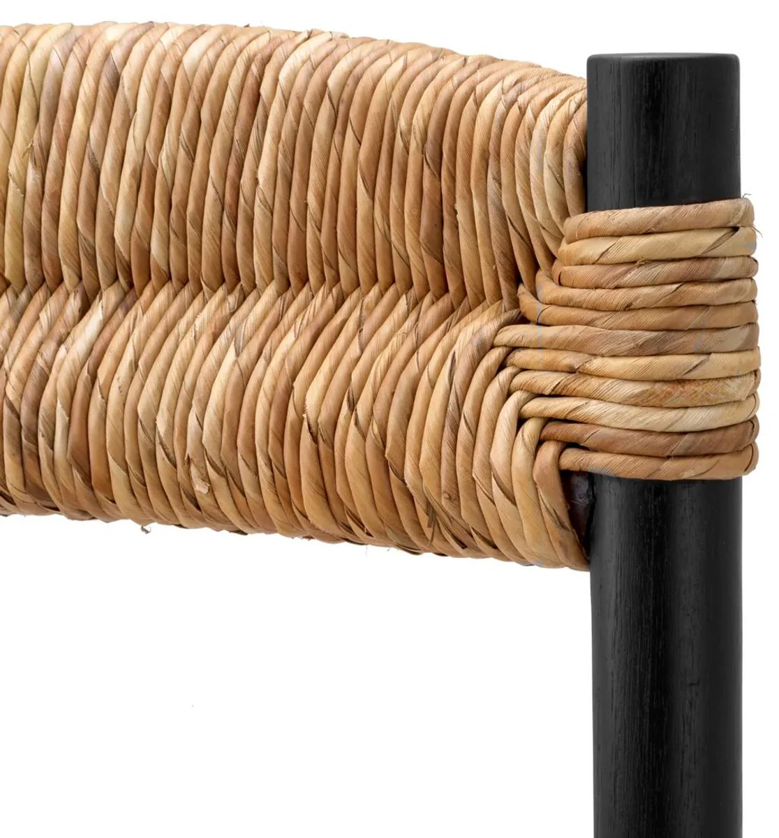 Luxus Esszimmer Stuhl Schwarz / Naturfarben 54 x 62,5 x H. 80,5 cm - Massivholz Küchen Stuhl - Esszimmer Möbel - Luxus Möbel - Esszimmer Einrichtung - Luxus Einrichtung