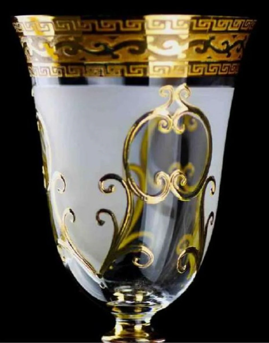 Luxus Barock Likörglas 6er Set Weiß / Gold Ø 5,5 x H. 17 cm - Handgefertigte und handbemalte Likörgläser - Hotel & Restaurant Accessoires - Luxus Qualität