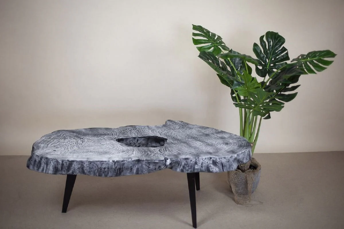 Luxus Couchtisch Grau / Schwarz 100 x 60 x H. 50 cm