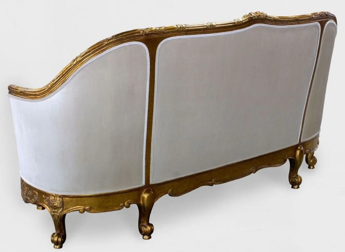 Luxus Barock Wohnzimmer Sofa Weiß / Gold - Edles Handgefertigtes Antik Stil Sofa - Barock Wohnzimmer Möbel