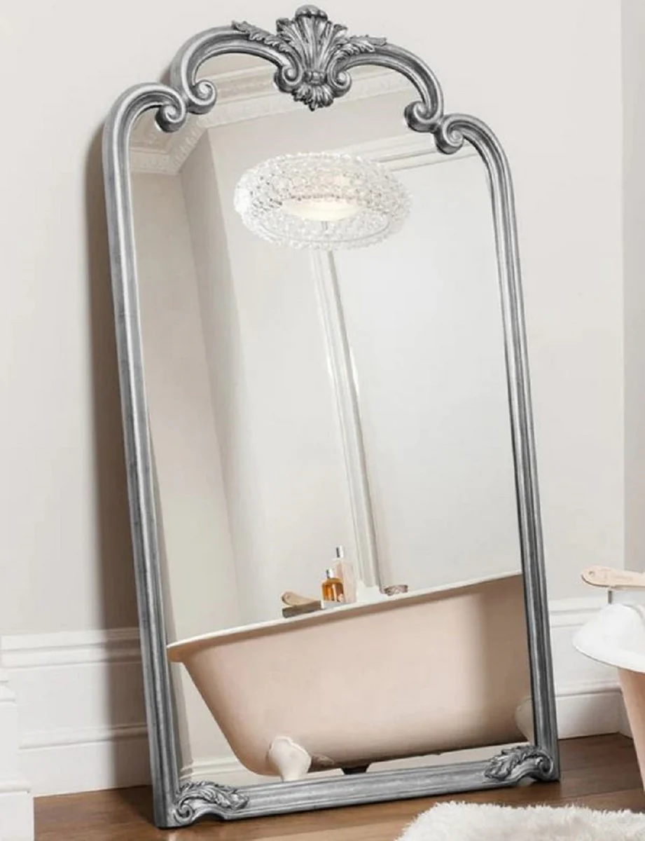 Luxus Barock Spiegel Silber - Prunkvoller italienischer Barockstil Wandspiegel - Handgefertigte Luxus Möbel im Barockstil - Prunkvolle Barock Möbel - Made in Italy - Luxus Qualität