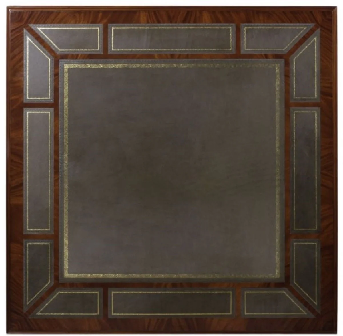 Luxus Barock Wohnzimmertisch Dunkelbraun / Grün 130 x 130 x H. 49 cm - Couchtisch mit 24 Schubladen