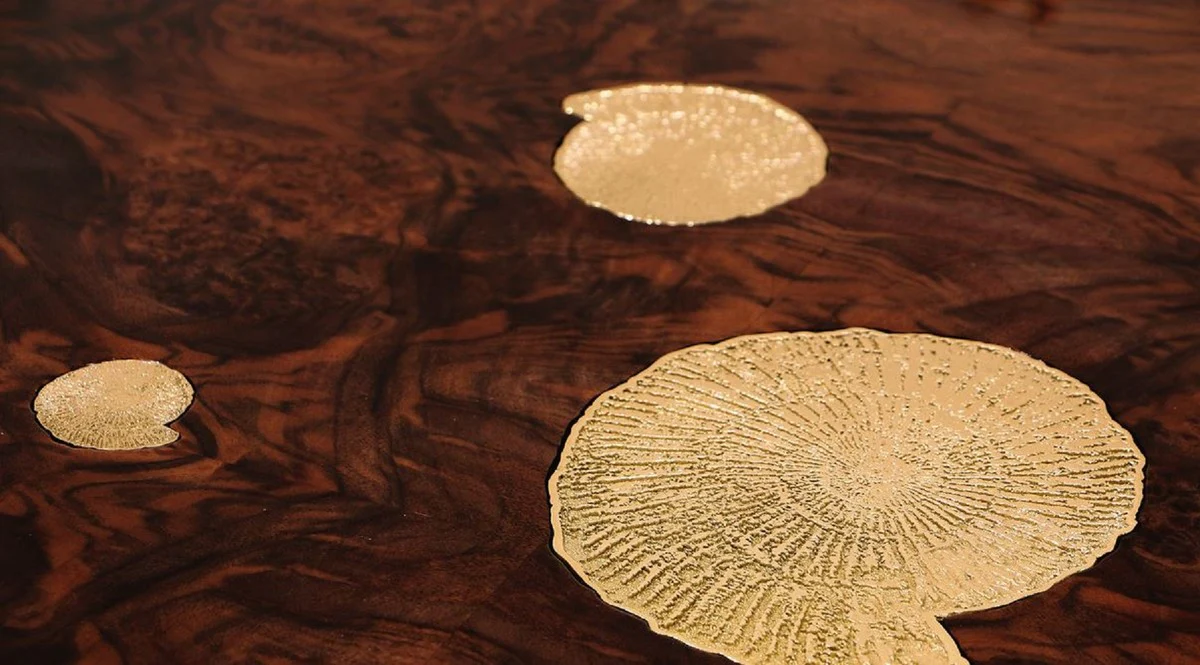 Luxus Designer Esstisch Braun / Gold 450 x 150 x H. 76 cm - Rechteckiger Esszimmertisch - Italienische Luxus Esszimmer Möbel - Luxus Einrichtung - Luxus Qualität - Made in Italy