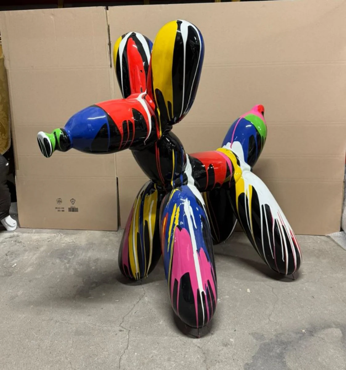 Deko Skulptur Ballon Hund Schwarz / Bunt 100 x H. 100 cm - Garten Figur