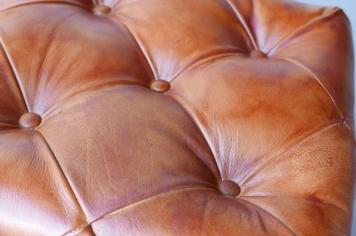 Luxus Chesterfield Leder Hocker 40 x 40 x H. 45 cm - Verschiedene Farben - Echtleder Fußhocker - Chesterfield Wohnzimmer Möbel
