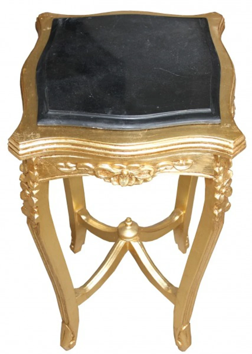 Barock Beistelltisch mit Marmorplatte Viereckig Gold Mod W18 70 x 37 cm - Antik Stil