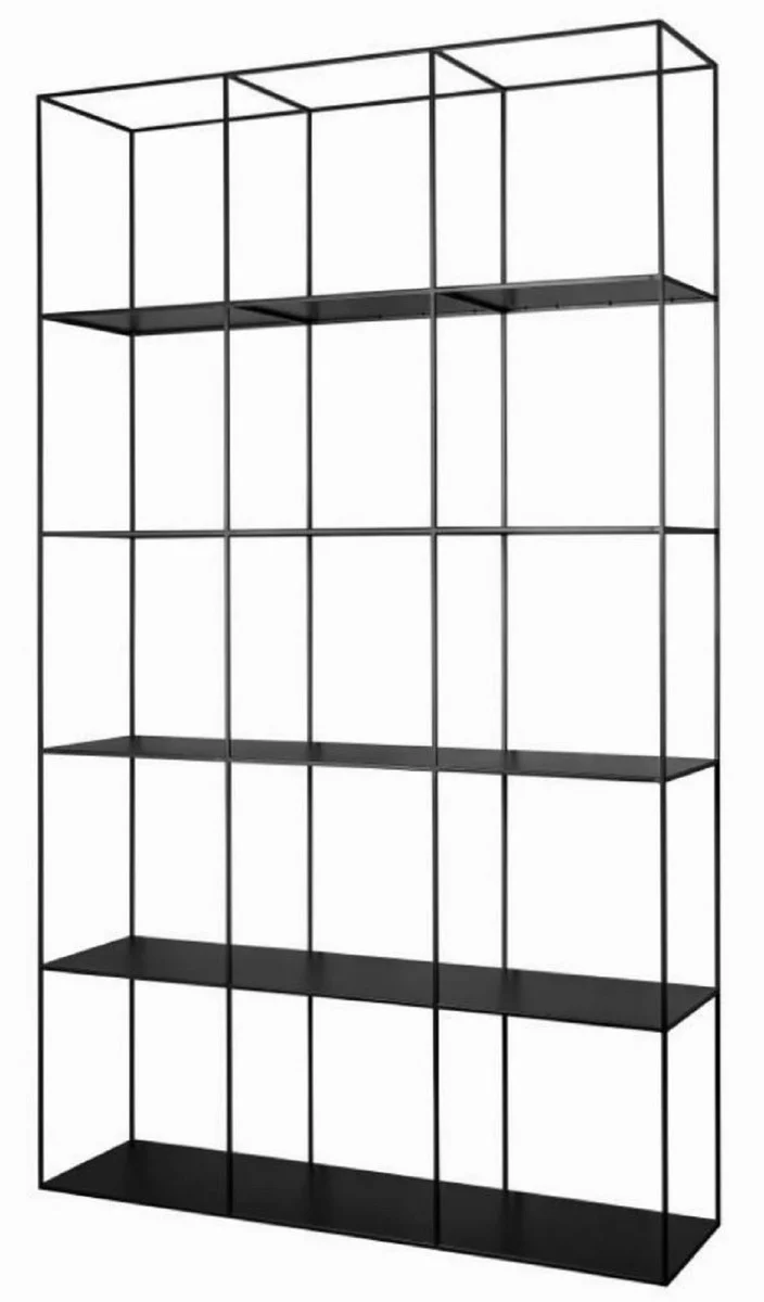 Luxus Metall Regalschrank Schwarz 120 x 40 x H. 200 cm - Wohnzimmerschrank - Bücherschrank - Luxus Möbel