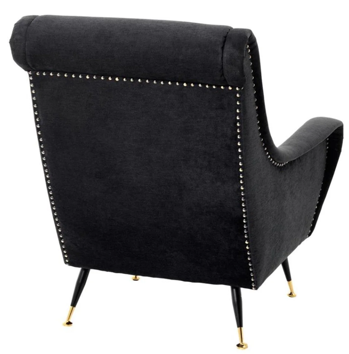 Luxus Hotel Salon Sessel Schwarz 80 x 90 x H. 88 cm - Wohnzimmer Möbel