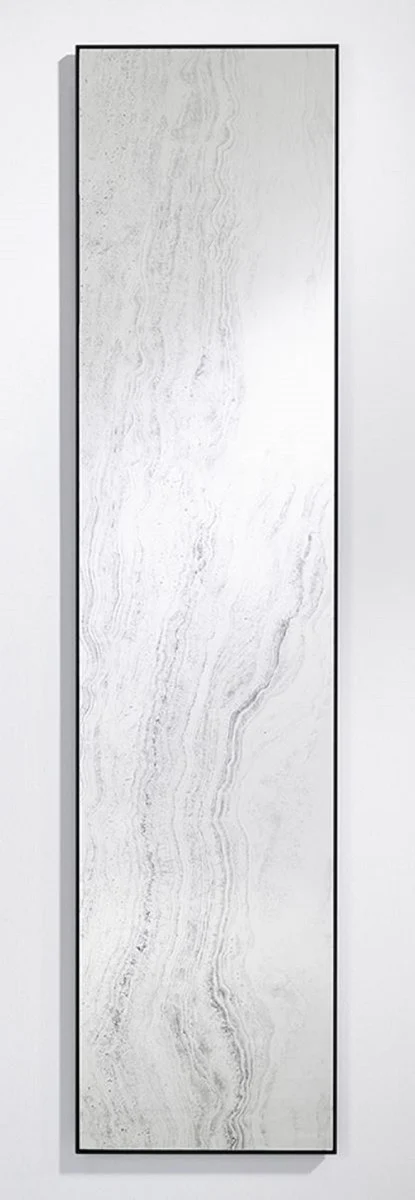 Designer Wandspiegel Schwarz 41 x 2 x H. 174 cm - Wohnzimmer Spiegel - Schlafzimmer Spiegel - Badezimmer Spiegel - Garderoben Spiegel - Luxus Kollektion