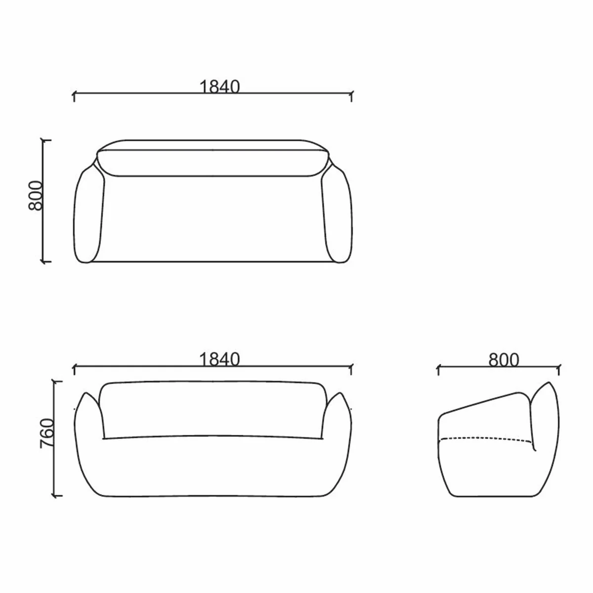 Luxus Sofa 184 cm - Verschiedene Farben - Hotel & Büro Möbel