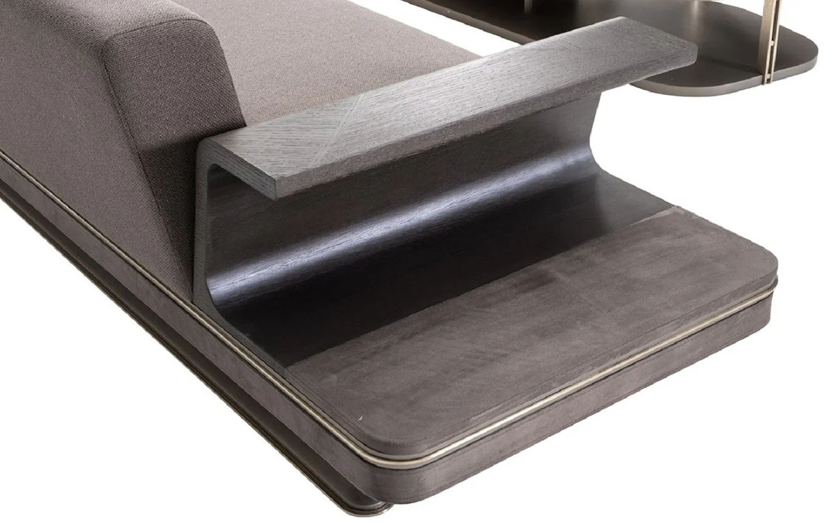 Luxus Sofa Grau / Silber 290 x 94 x H. 76 cm - Wohnzimmer Sofa - Hotel Sofa - Wohnzimmer Möbel - Wohnzimmer Einrichtung - Hotel Möbel - Luxus Möbel - Luxus Einrichtung