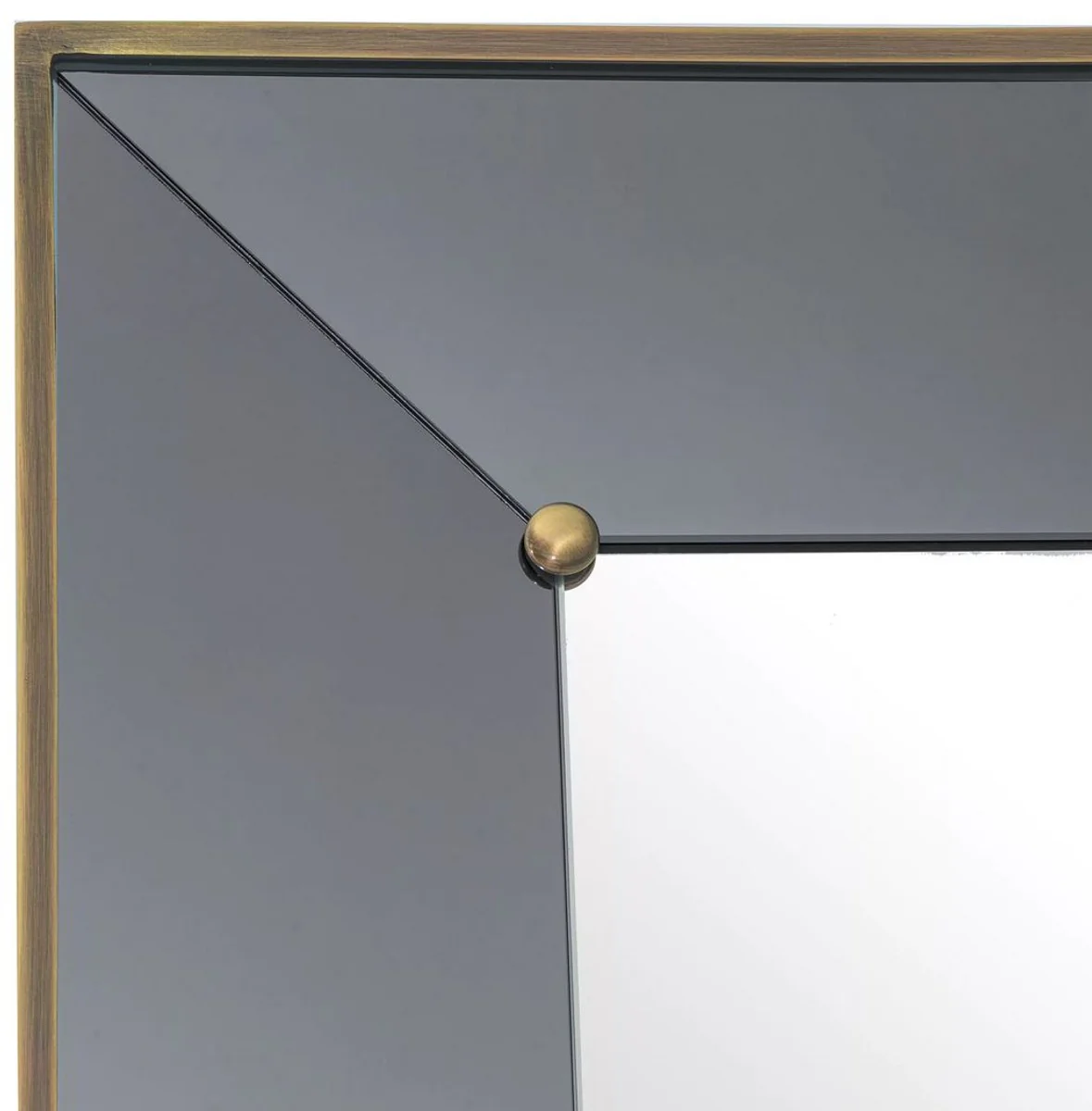 Luxus Wandspiegel Grau / Antik Messing 100 x H. 217 cm - Rechteckiger Garderoben Spiegel mit Glasregal - Badezimmer Spiegel - Garderoben Möbel - Badezimmer Möbel - Luxus Möbel