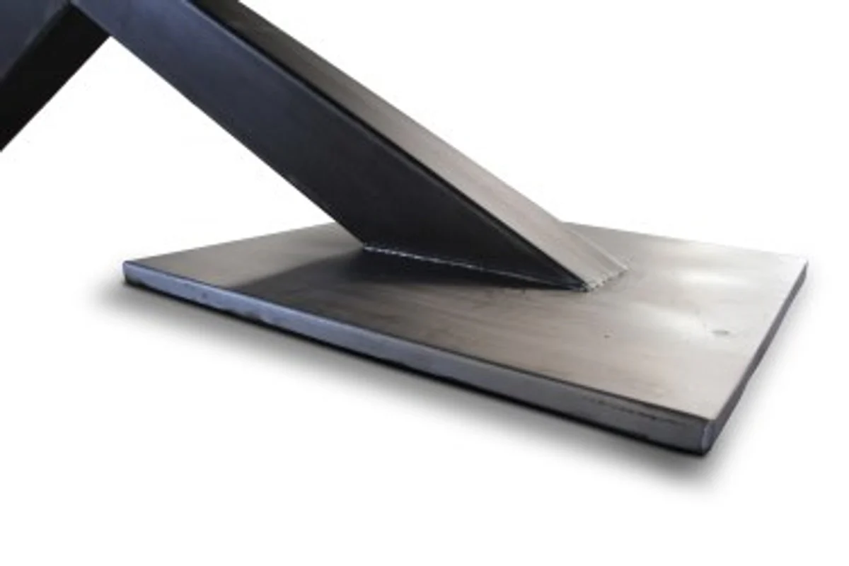 Luxus Massivholz Esstisch mit Metallgestell - Eiche - 200 cm x 100 cm x H78 cm - Schwere Ausführung