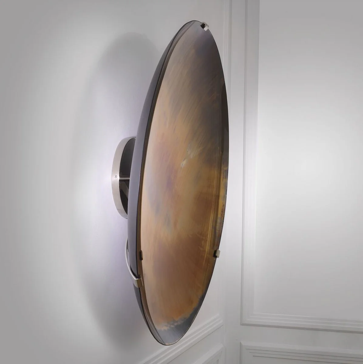 Luxus Spiegel Mehrfarbig Ø 119 cm - Runder konkaver Wandspiegel mit Wandhalterung - Luxus Kollektion