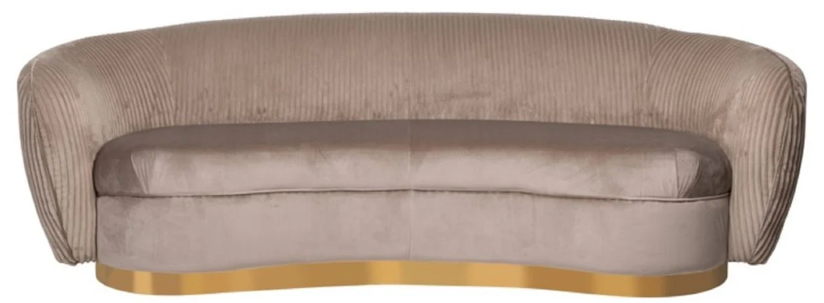 Luxus Sofa Braun / Gold 221 x 98 x H. 72 cm - Gebogenes Wohnzimmer Sofa - Wohnzimmer Möbel - Wohnzimmer Einrichtung - Luxus Möbel - Luxus Einrichtung - Möbel Luxus