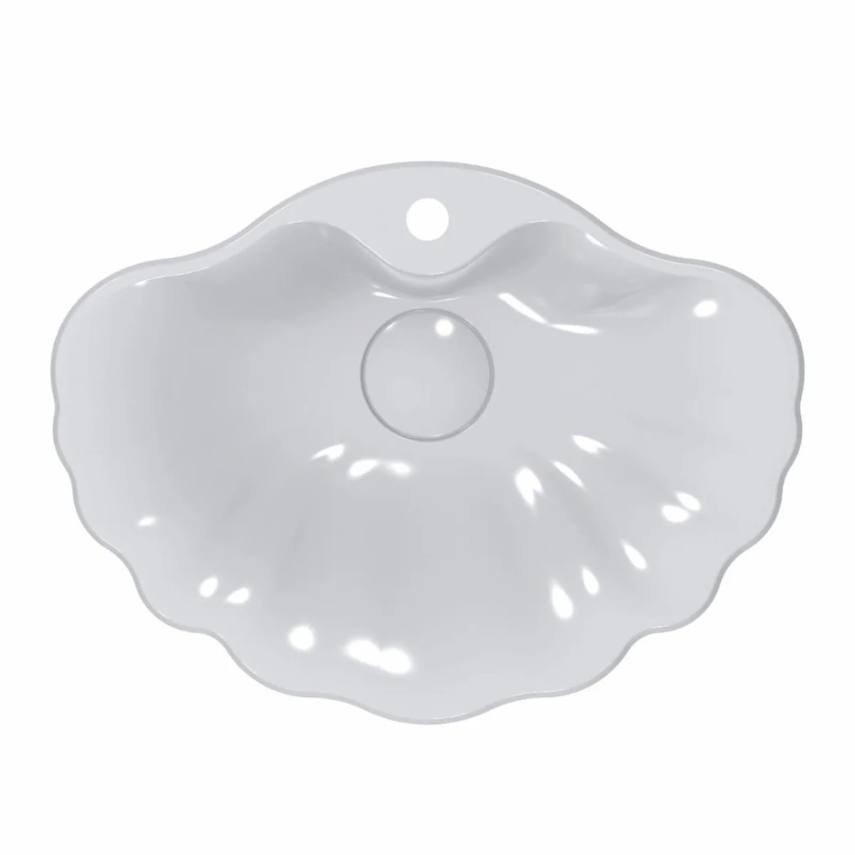 Luxus Waschbecken Schale in Muschelform Hochglanz Weiß 61,8 cm