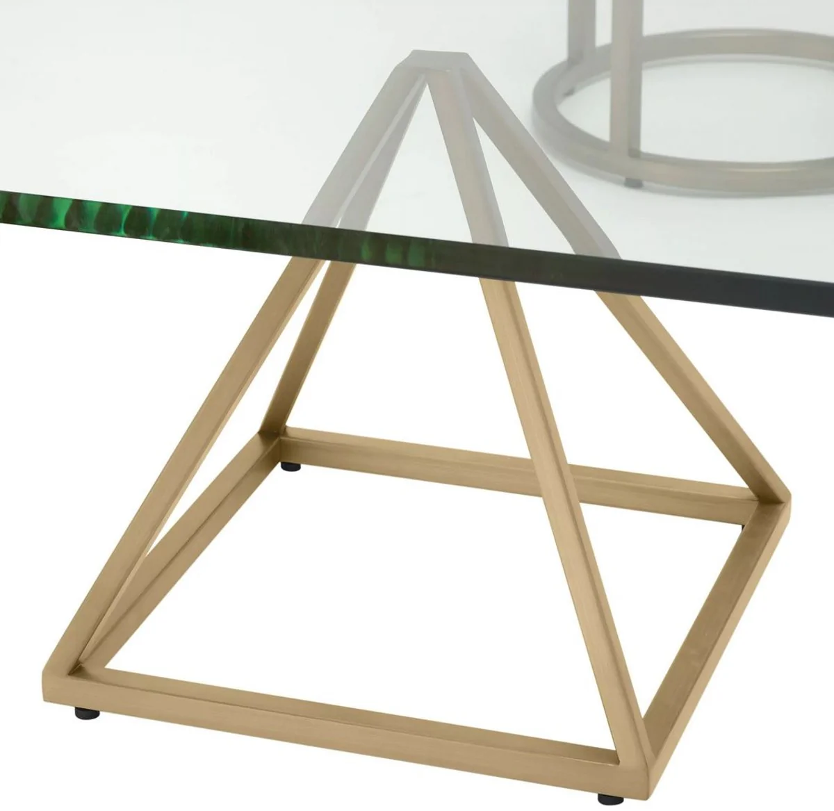 Luxus Messing Couchtisch 120 x 120 x H. 30 cm - Quadratischer Wohnzimmertisch mit Glasplatte - Wohnzimmer Möbel - Luxus Möbel - Wohnzimmer Einrichtung - Luxus Einrichtung